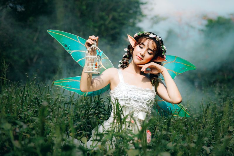 woman in flying elf costume